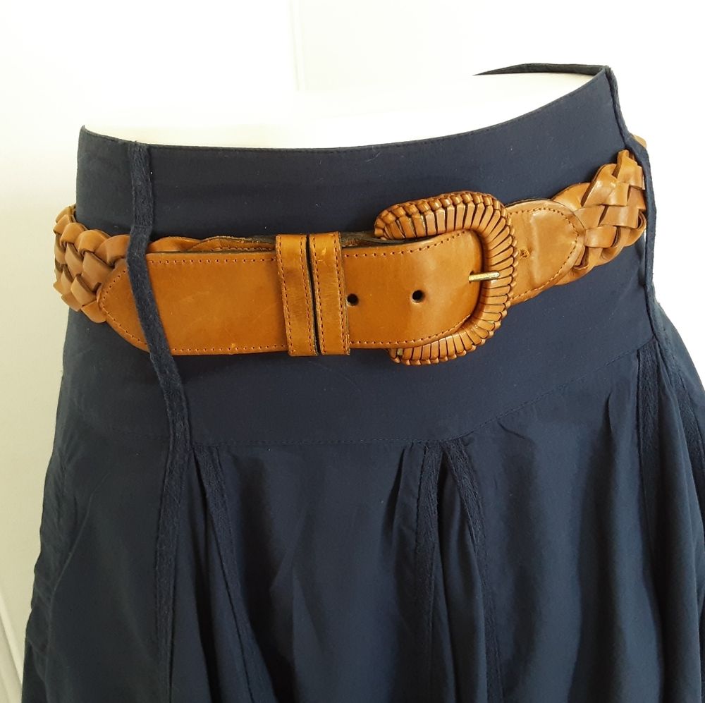 For the Republic 100% Cotton Navy Flare Circle Shaker Pleated Skirt Sz 6 - Y2K - Picture 2 of 13